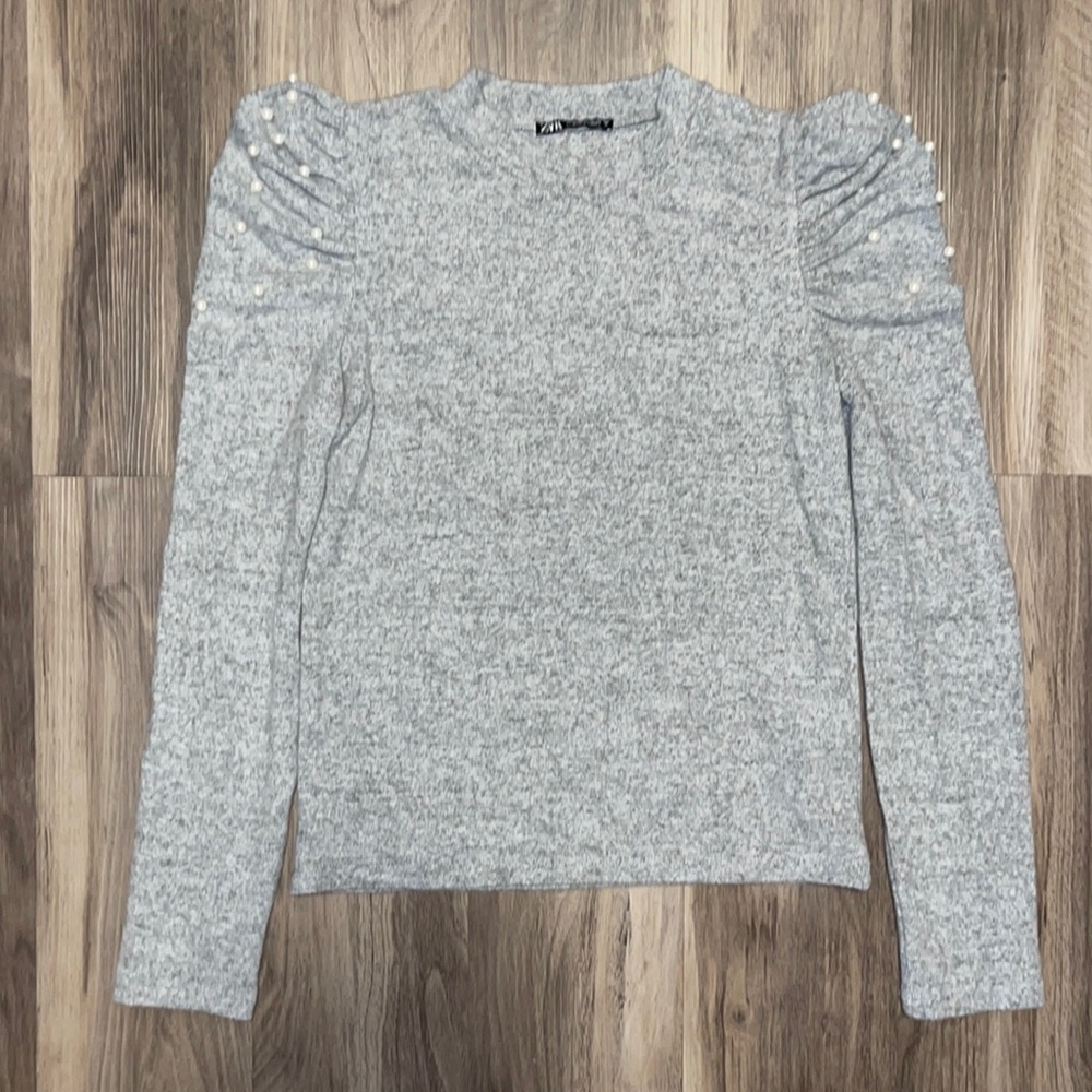 Zara Grey Pearl Sweater